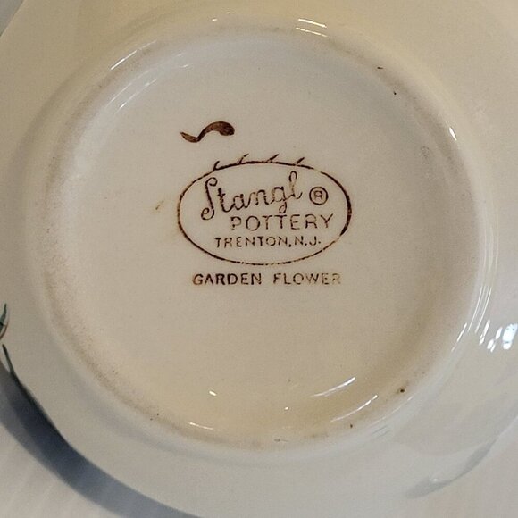 Vintage STANGL Pottery Mid Century Modern SUGAR BOWL Lid Garden Flower Trenton - Picture 11 of 13